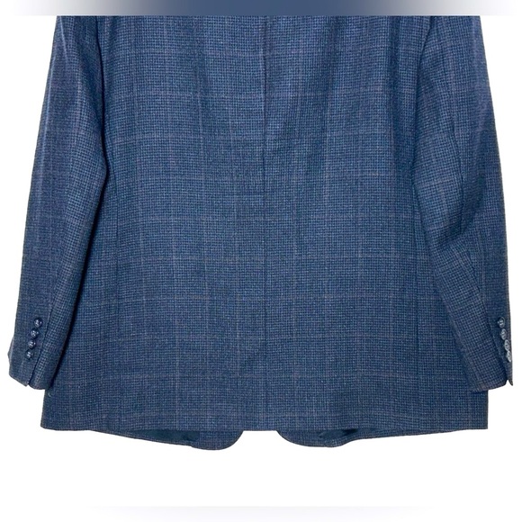 Pronto Uomo Lambswool 2-Button Windowpane Navy Plaid Sport Coat Blazer, Size 46R - Picture 6 of 13